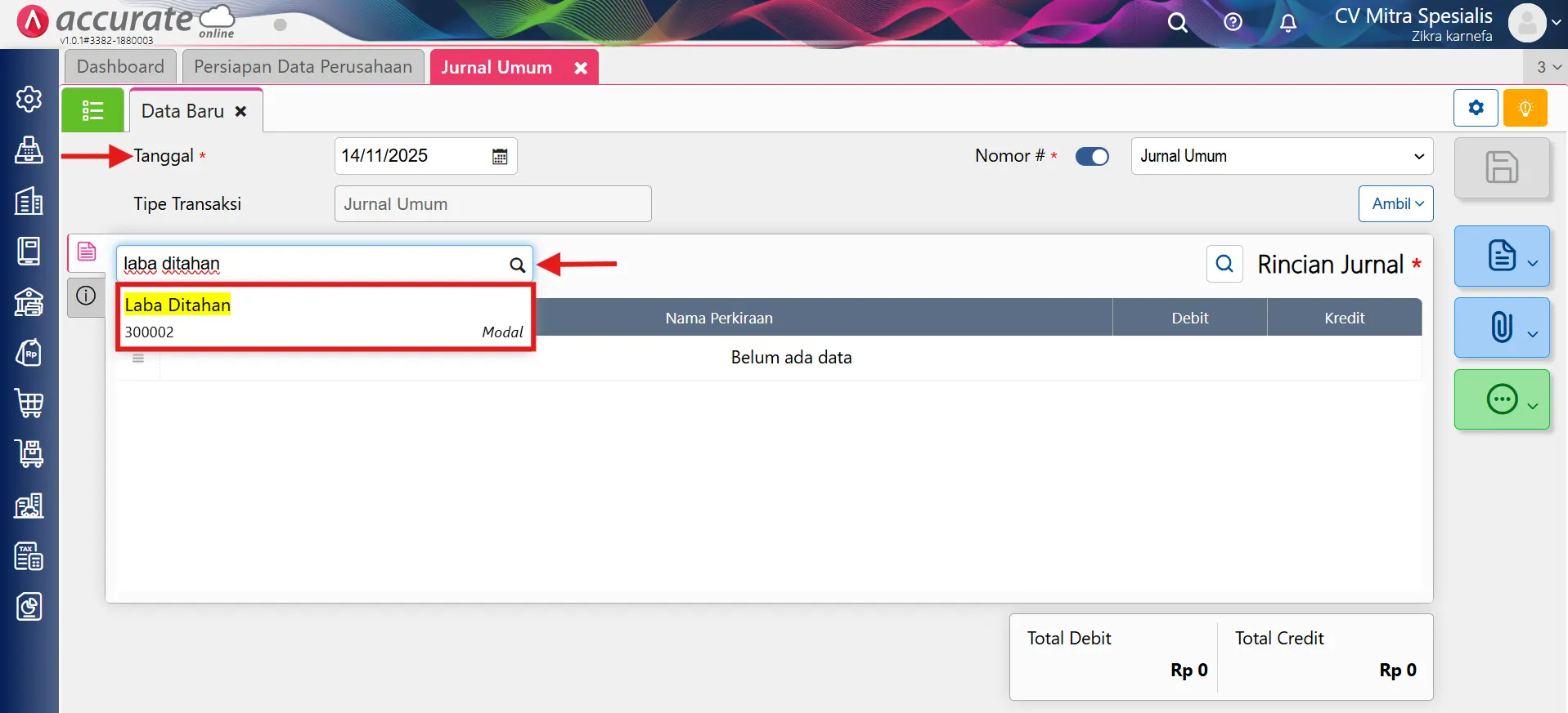 mencatat pembagian deviden